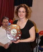 Emma Rettie receives shield on behalf of Ellon Academy